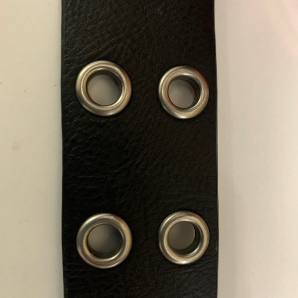 Leather belt : silver tone hardware M/L - Picture 5 of 6